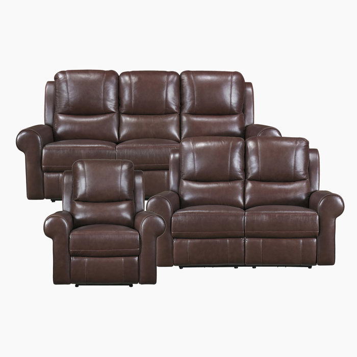 Red Barrel Studio® Yeles 3Piece Leather Match Power Reclining Living